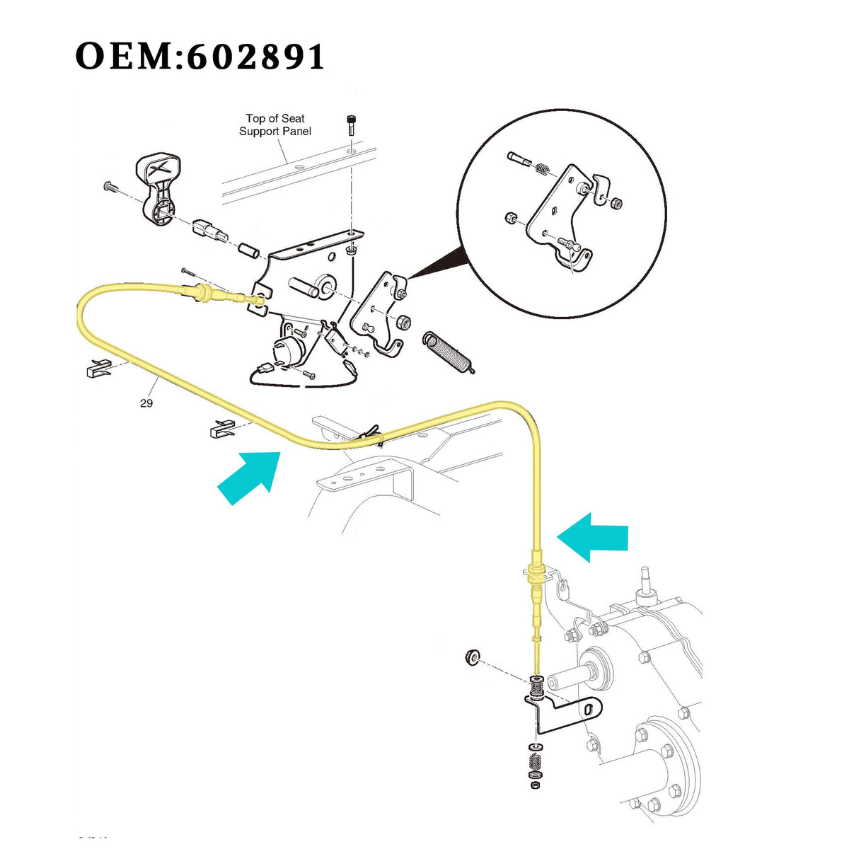 10L0L ready-to-install cable shown beside a golf cart for reference.
