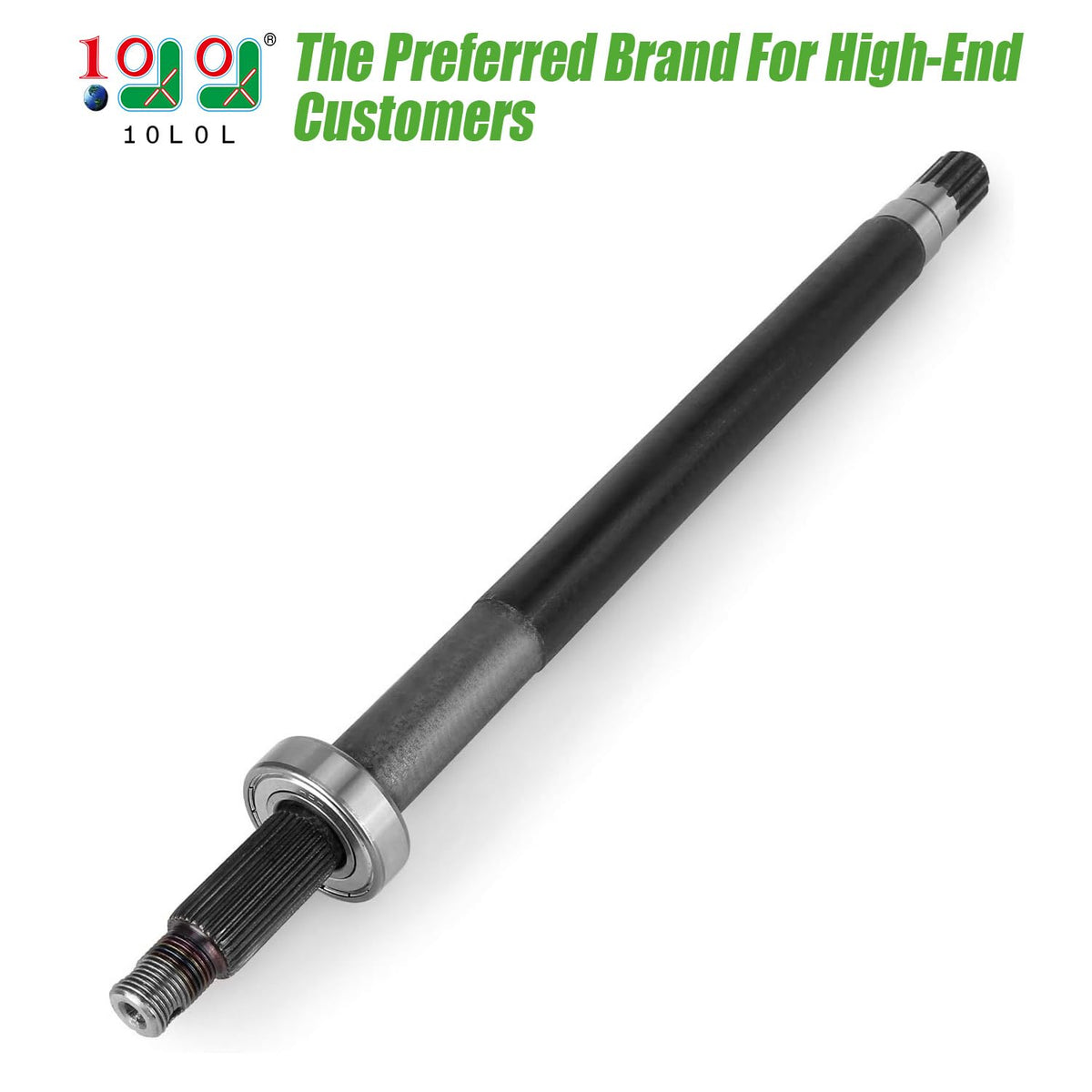 10L0L rear axle shaft with bearing included for EZGO golf carts.