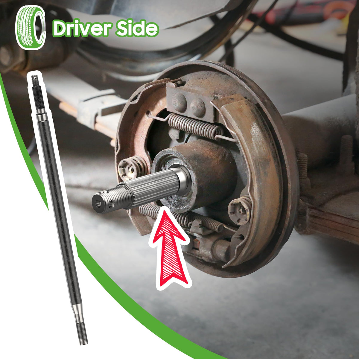 10L0L rear axle shaft kit with all required contents for replacement.
