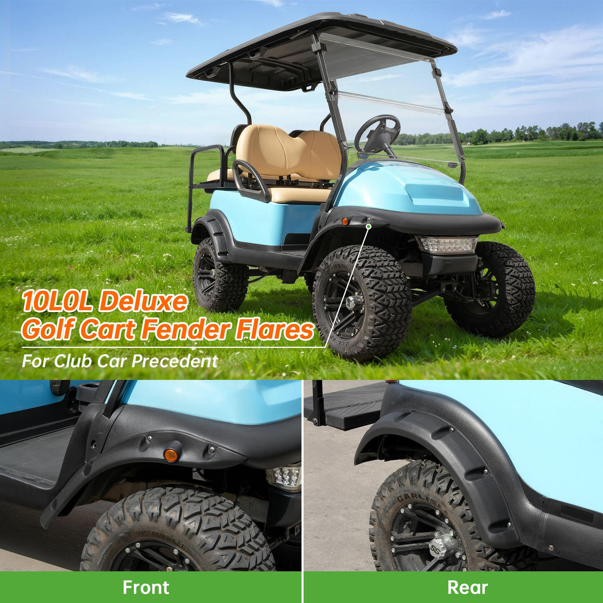 10L0L rear fender flare for Club Car Precedent enhances style and protection