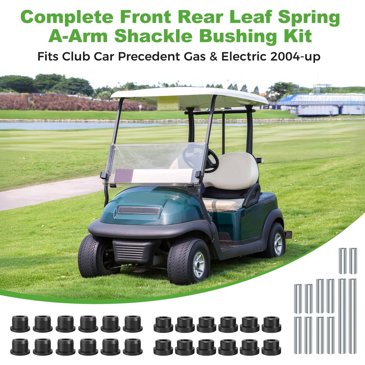 10L0L rear leaf spring bushings improve stability on Club Car Precedent