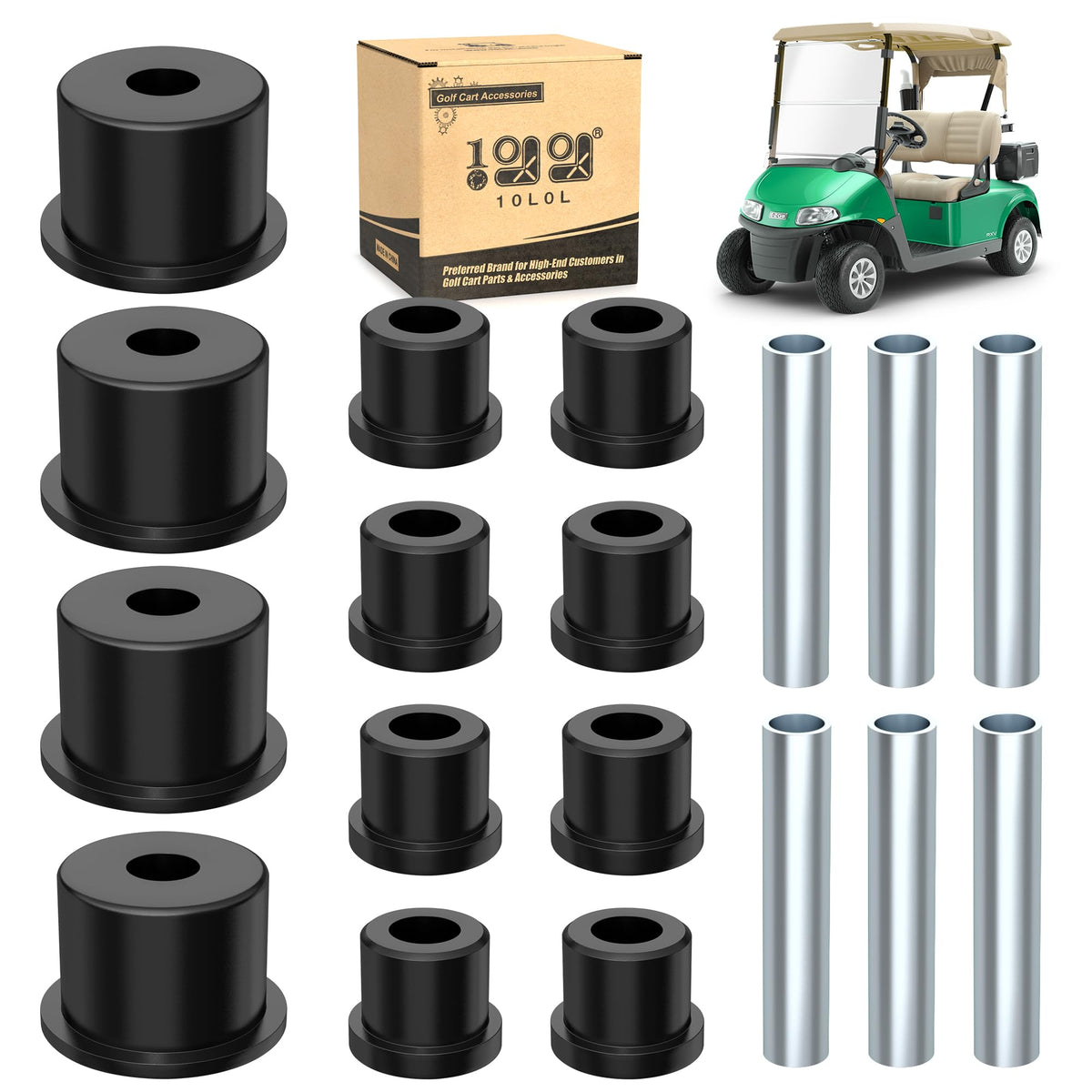 10L0L EZGO RXV rear bushing kit closeup shows durable rubber for smoother rides