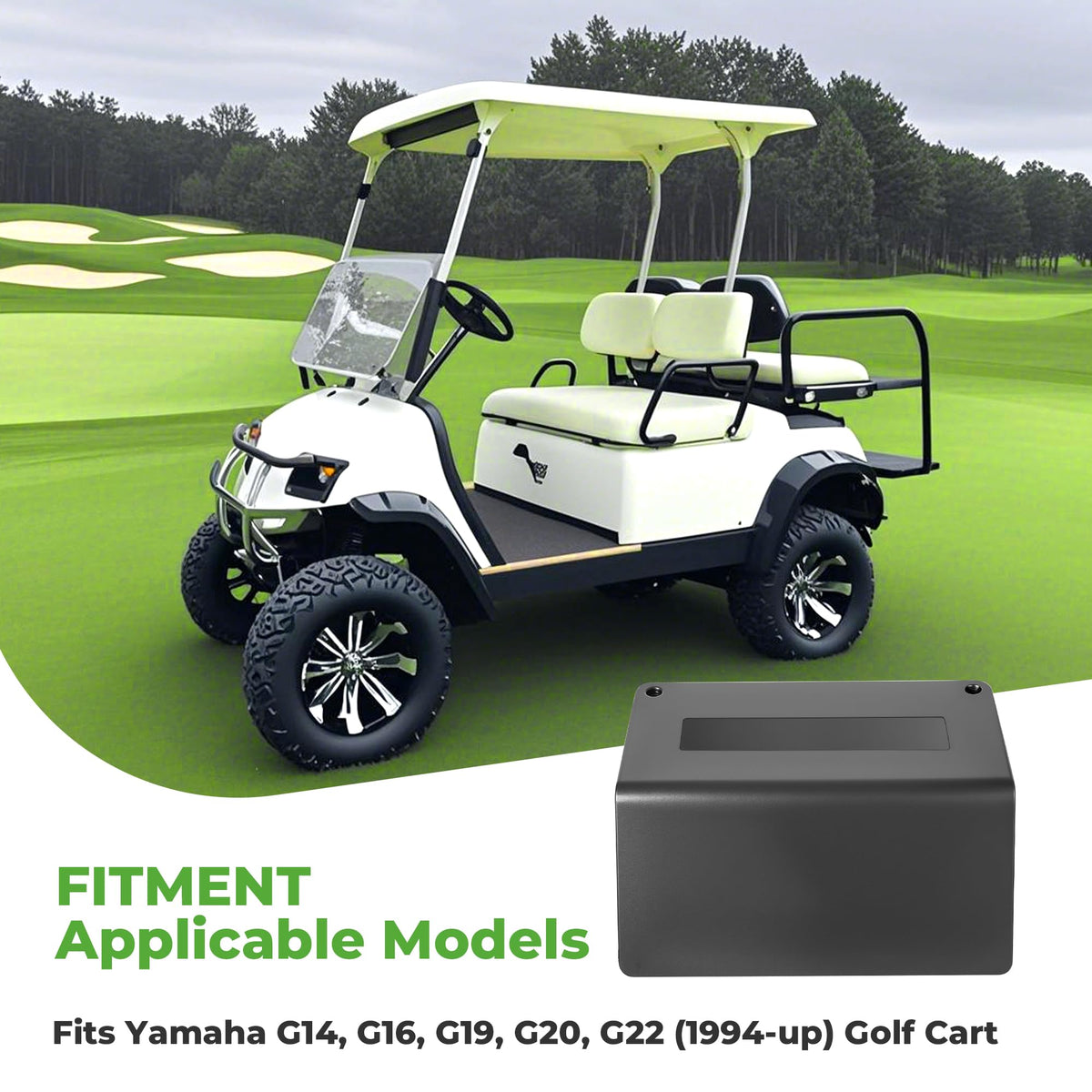 10L0L rear panel provides debris protection for Yamaha golf carts