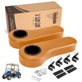 10L0L rear seat armrest with orange cup holder for secure drinks on rides.