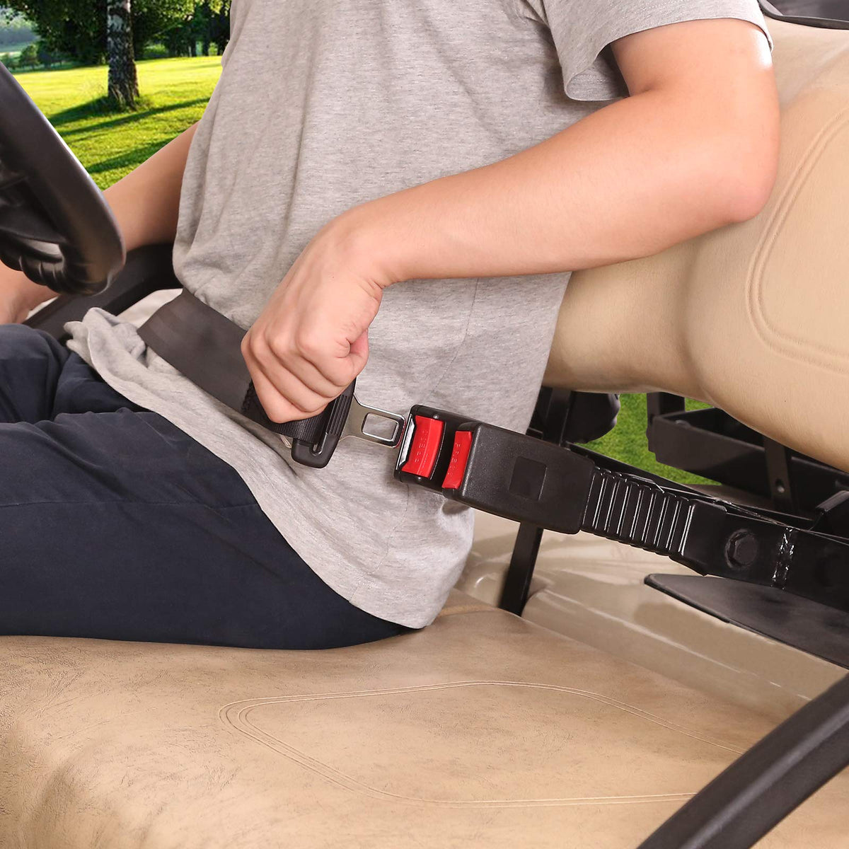 10L0L Rear Seatbelt Installation Closeup highlights rear fit for additional passenger safety.