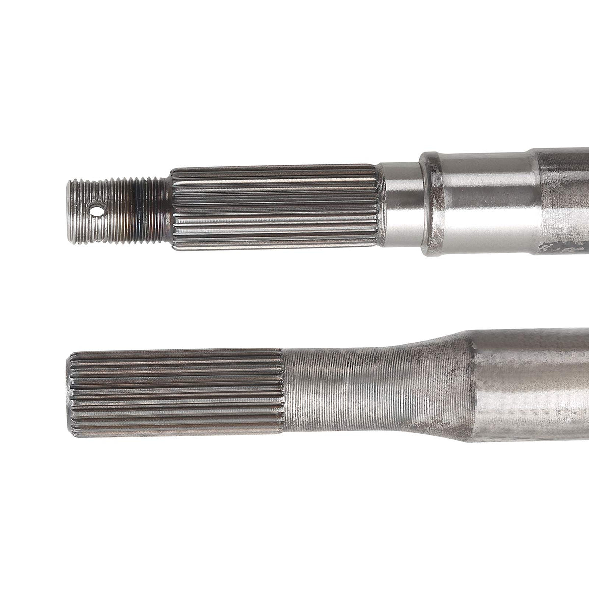 Detail of 10L0L rear splined axle shaft showing robust design