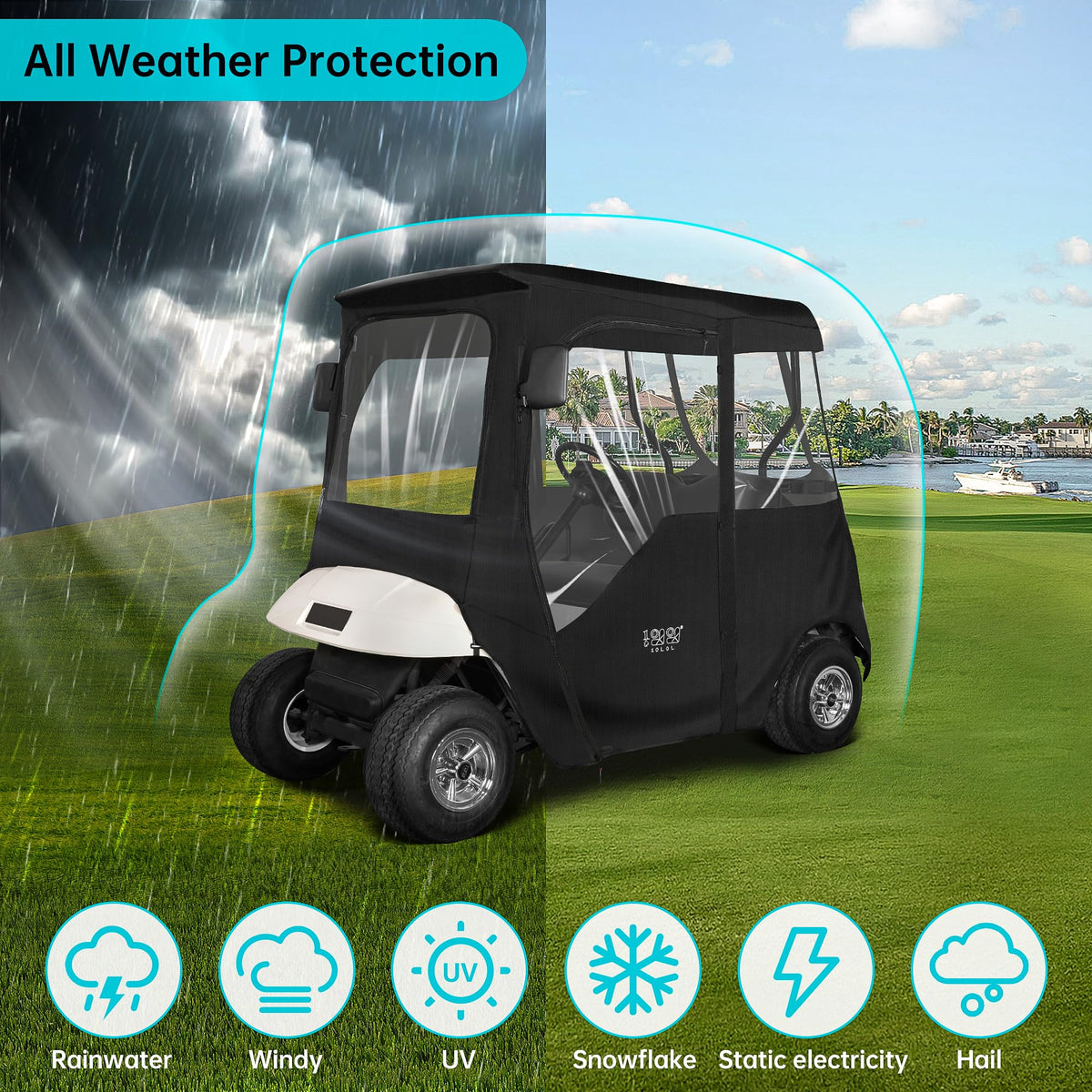 10L0L Rear zipper window allows access to back clubs.