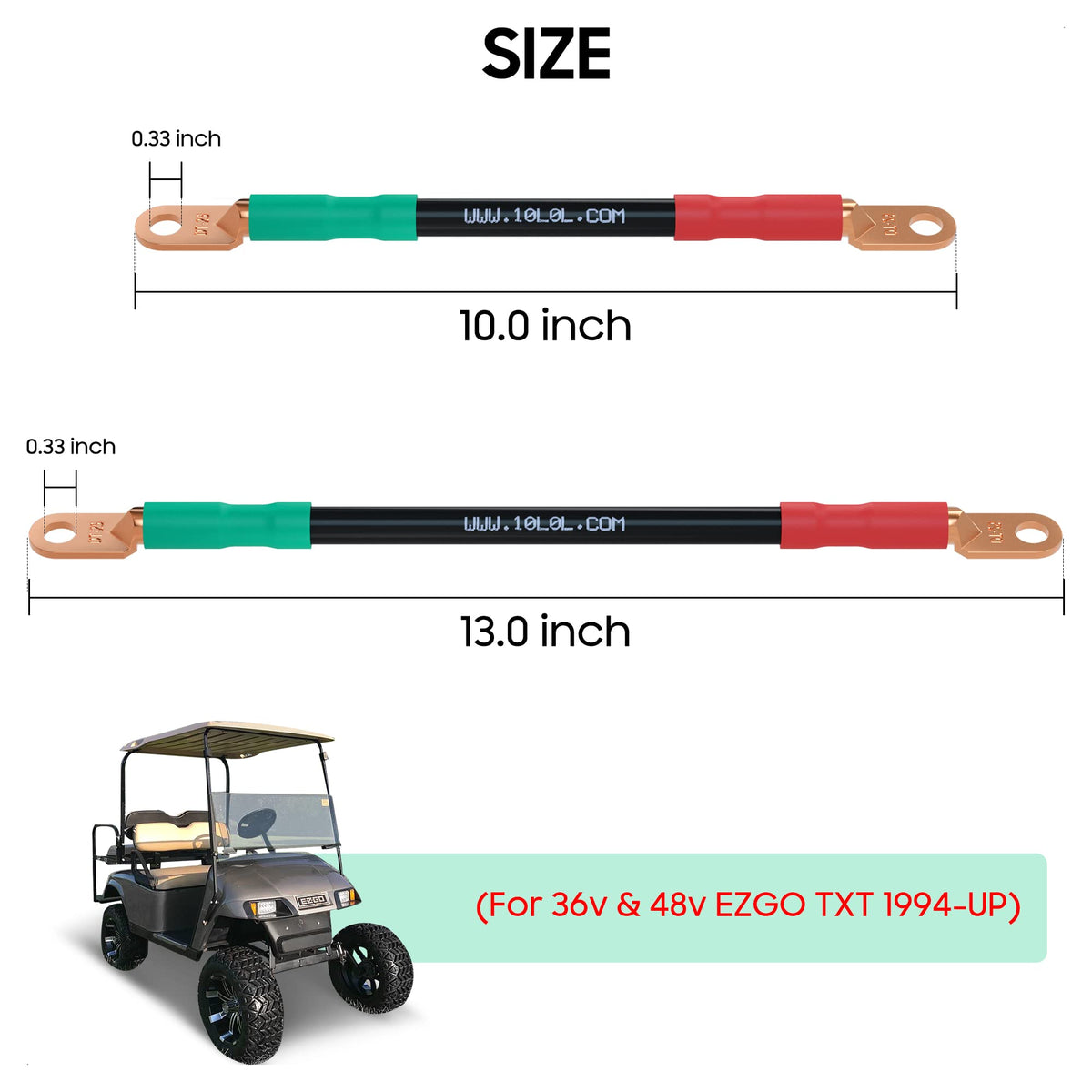 10L0L red and green color-coded lugs emphasize secure, quick connections.