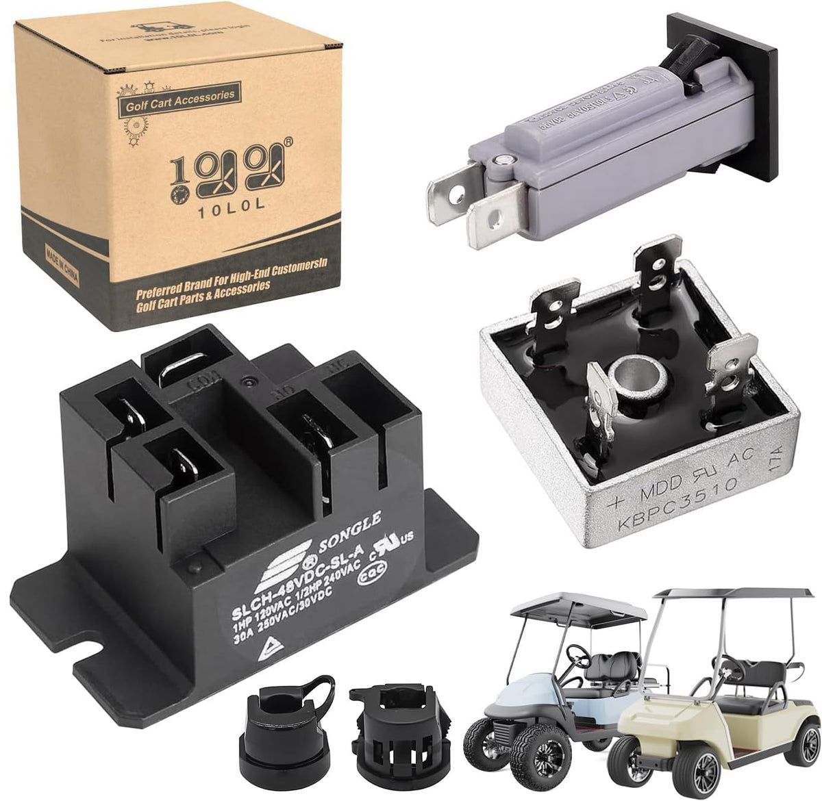 10L0L relay-rectifier-circuit-breaker kit for Club Car chargers improves reliability and DIY repair