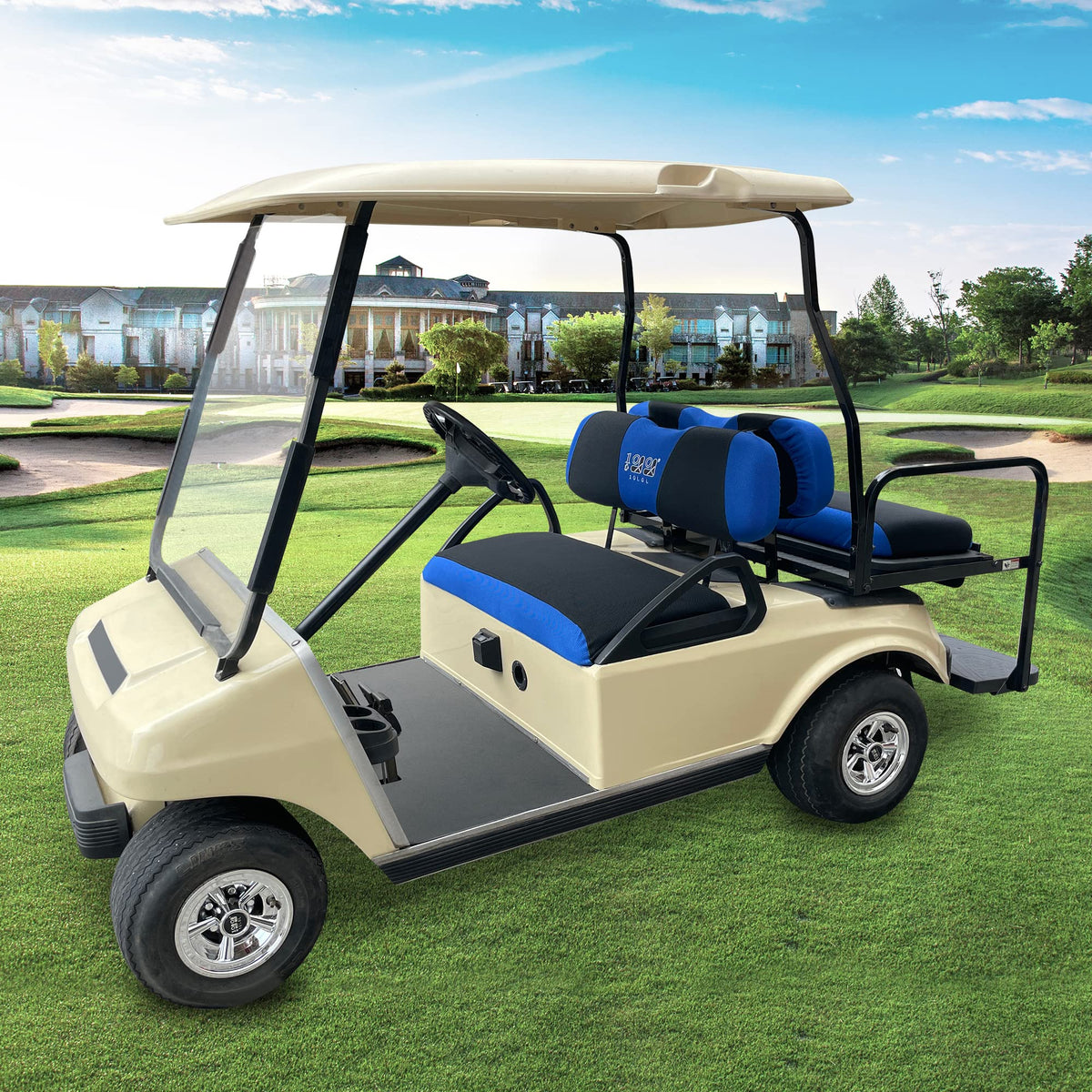 10L0L blue seat cover renews worn golf cart seats