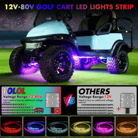 10L0L RGB neon underglow strips illuminate golf cart underbody for vibrant glow