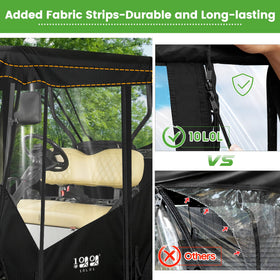 10L0L zippered windshields and doors secure when rolled up