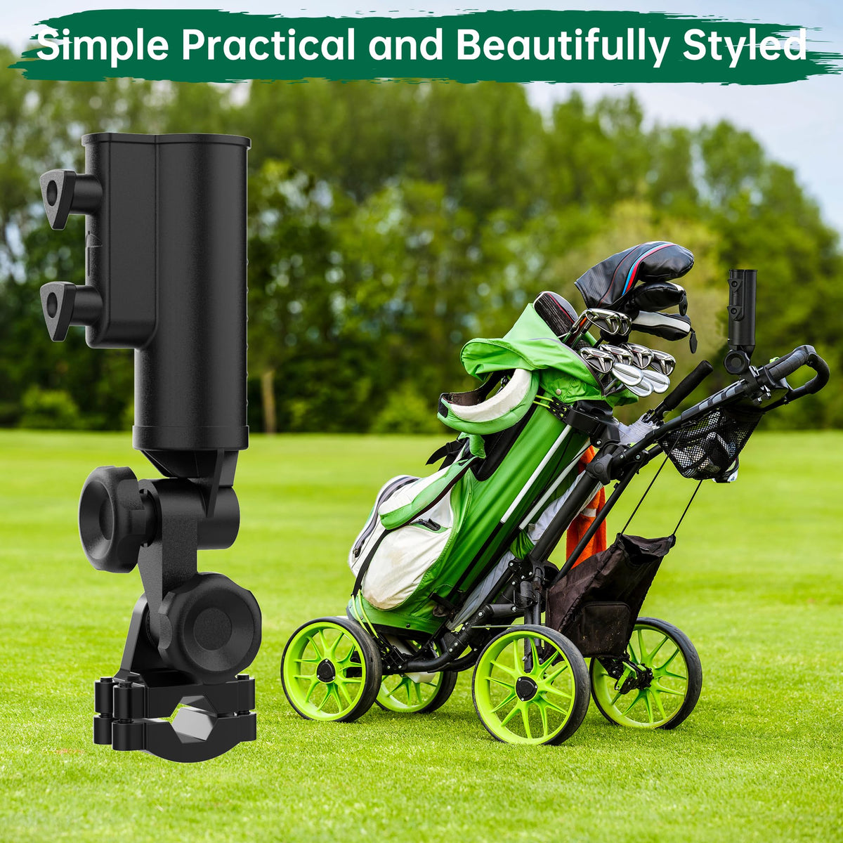Round-handle umbrellas up to 1.8 inches fit securely