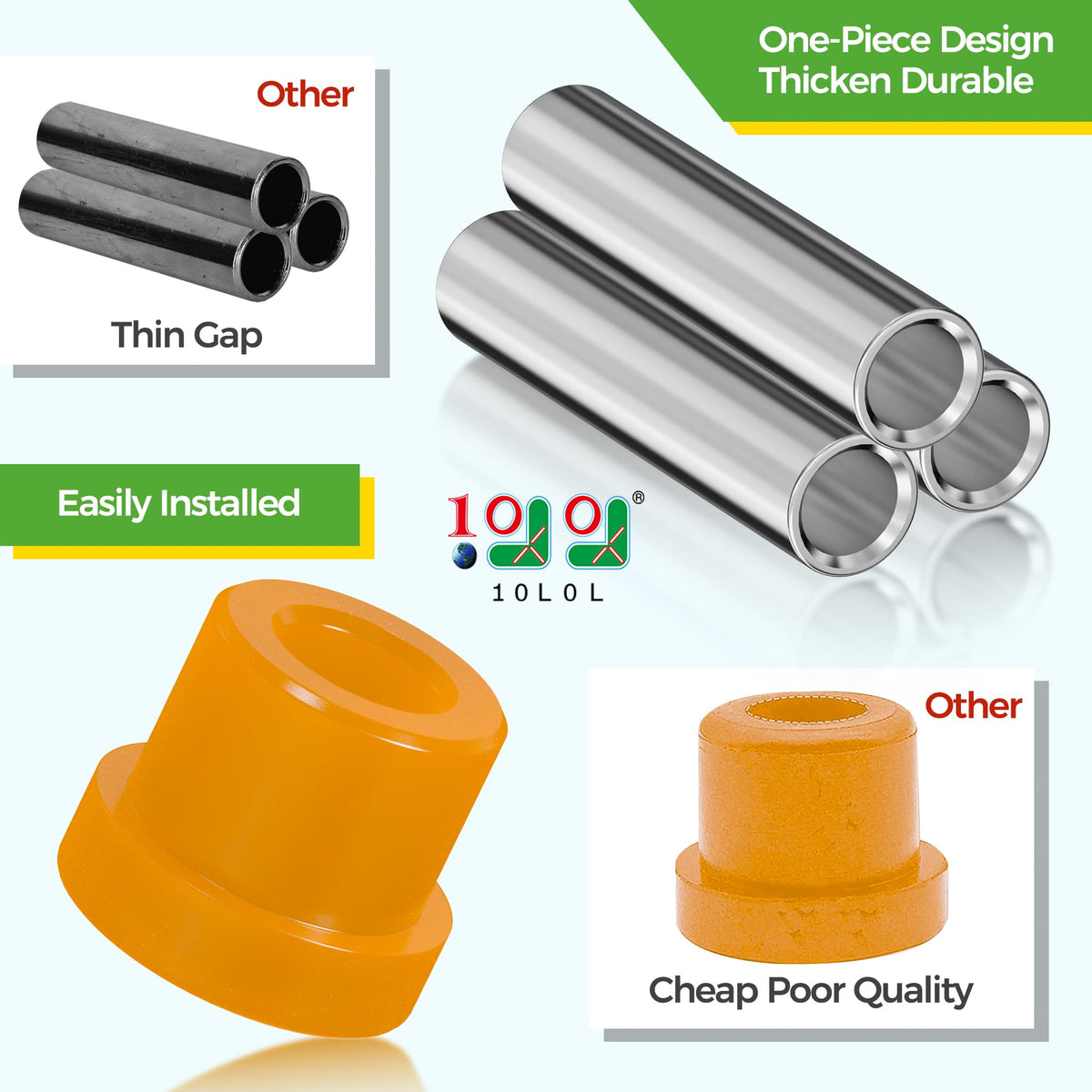 10L0L rubber bushing close-up demonstrating flexibility