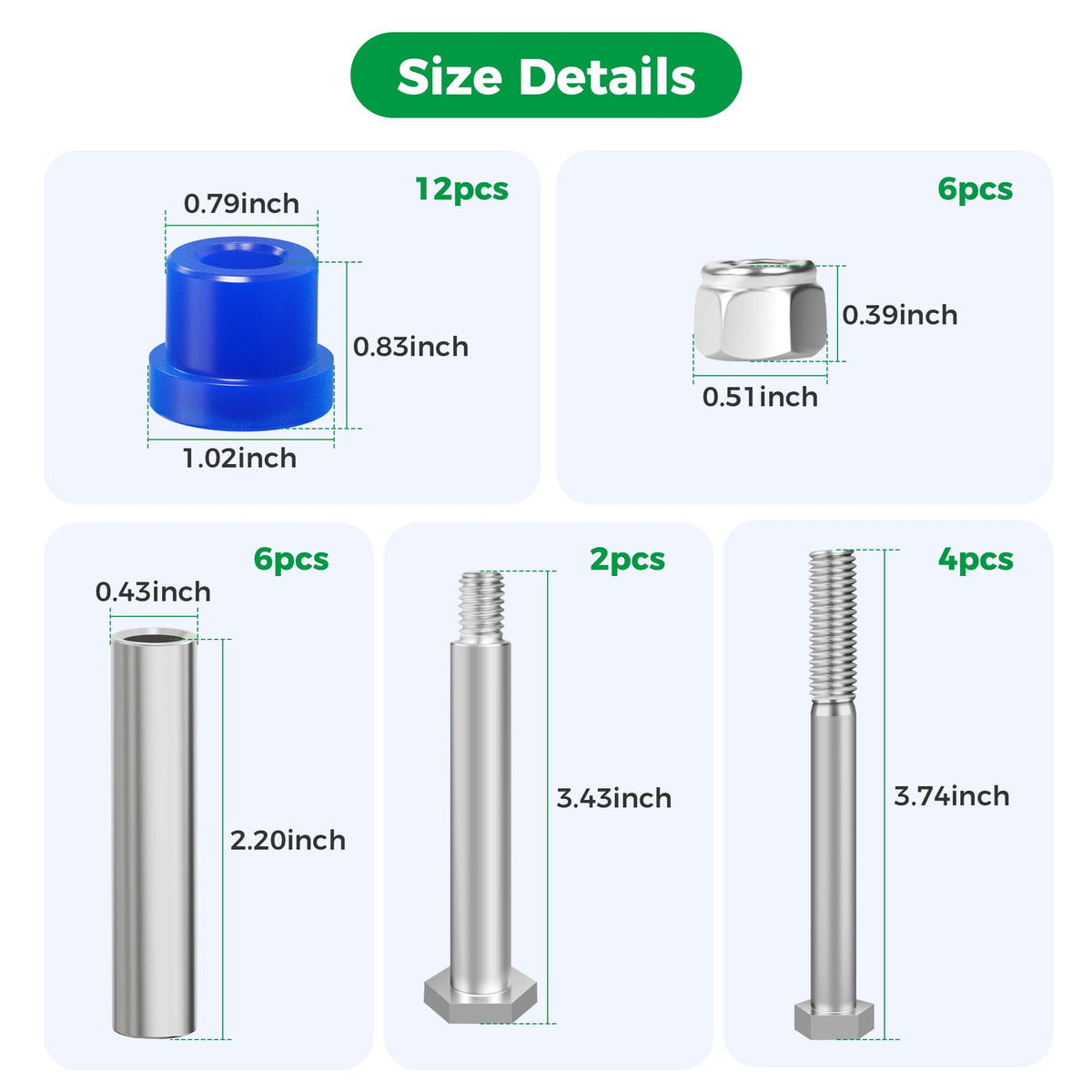 Durable rubber bushings designed for quiet EZGO performance.