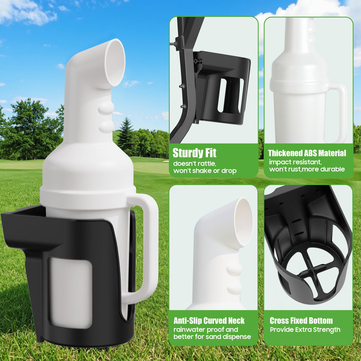 10L0L rust-free metal holder, sturdy on the cart.