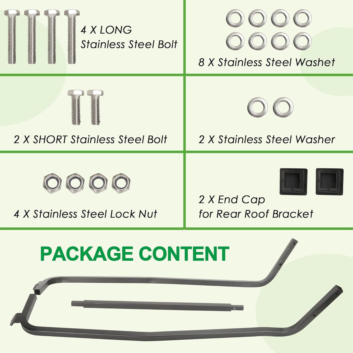 10L0L rust-proof powder coat finish protects brackets against rain and mud.