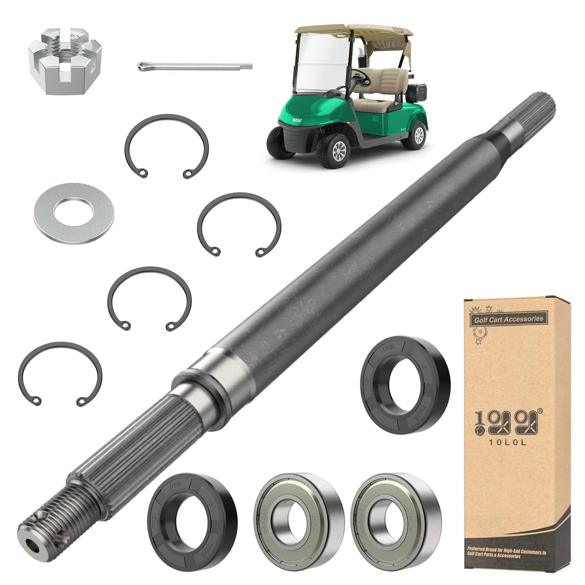 10L0L RXV passenger side rear axle shaft for EZGO electric golf carts