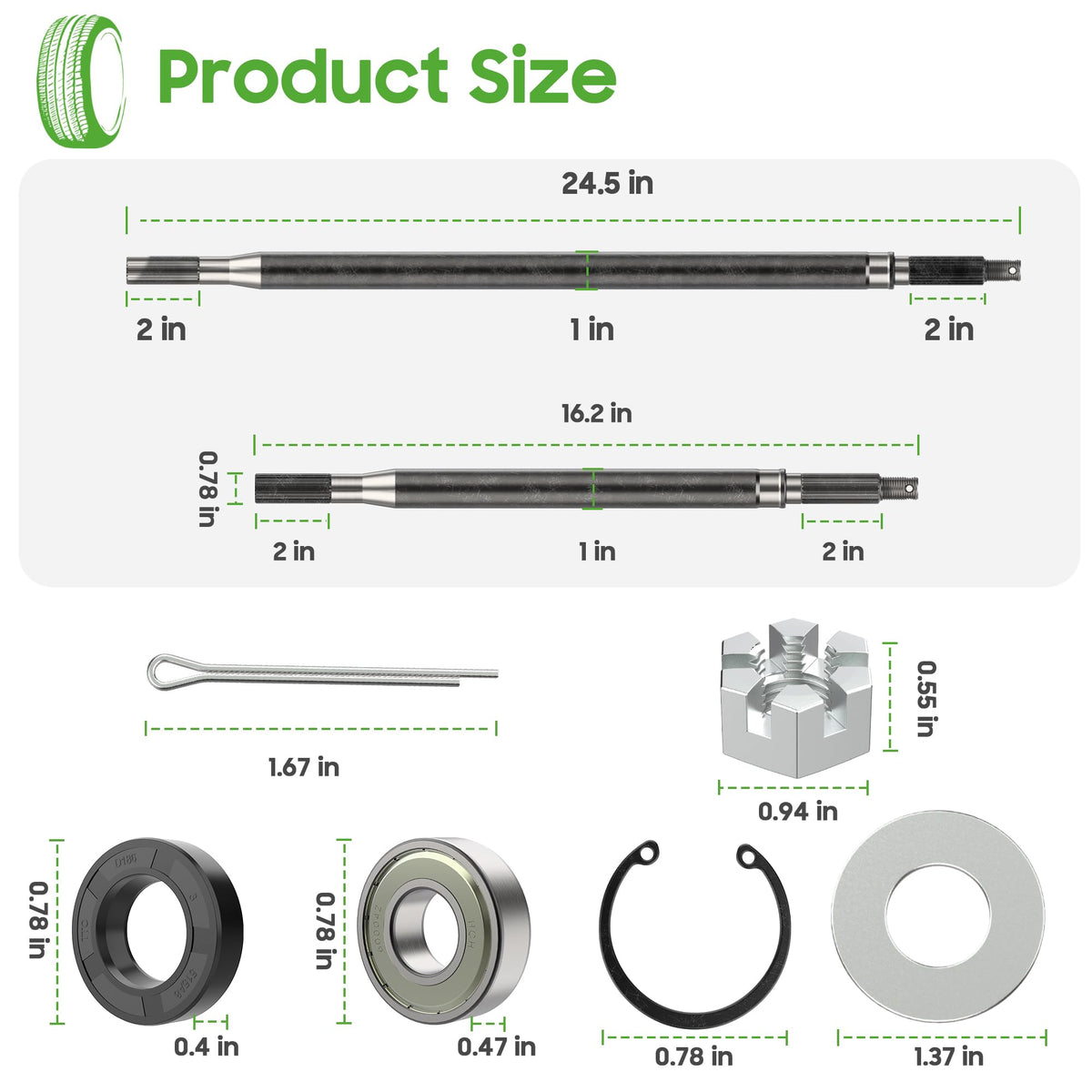 10L0L RXV rear axle shaft parts close-up for easy fitment