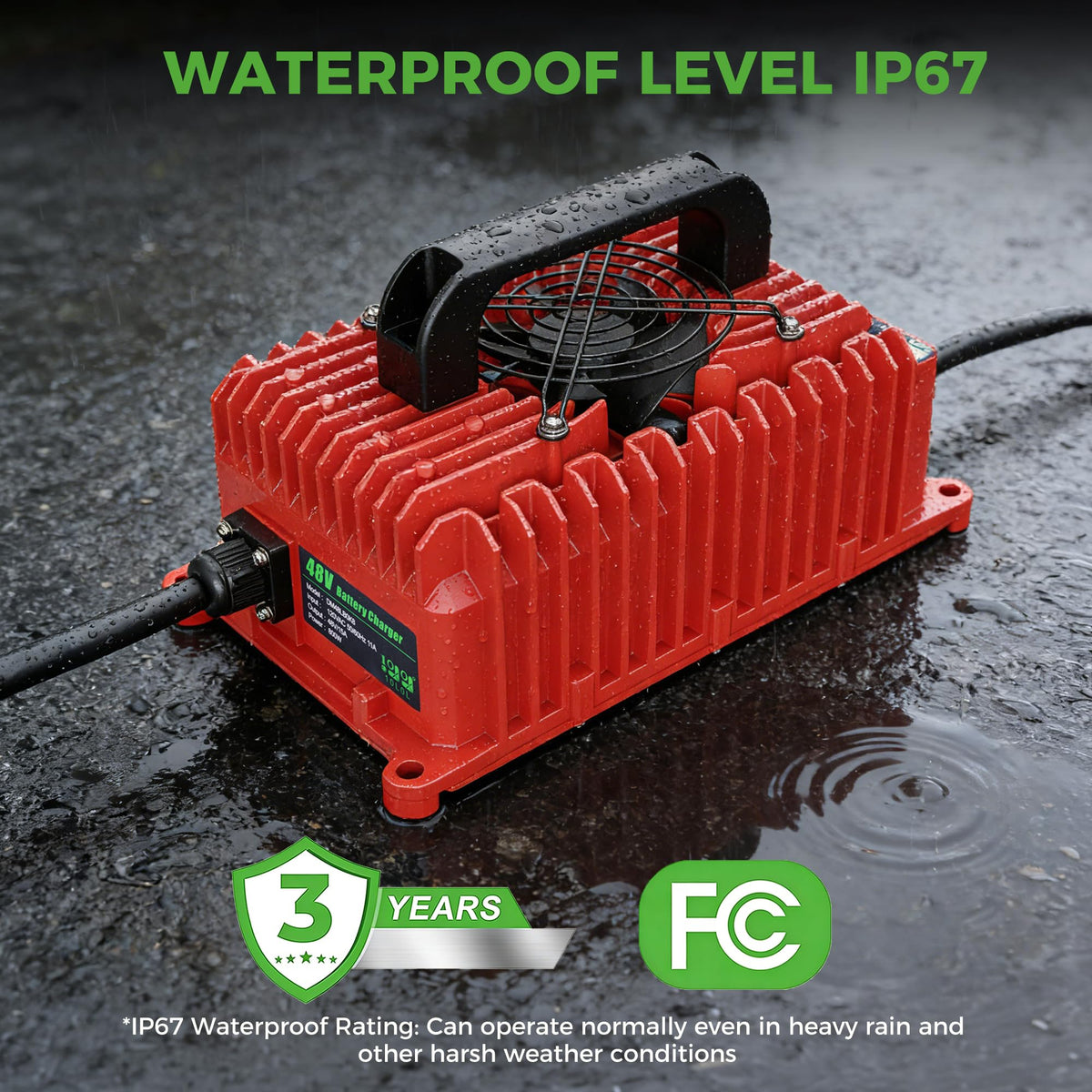 10L0L safety system guards against overcharge and short-circuits.
