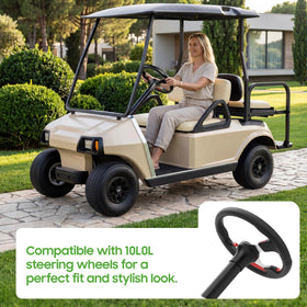 10L0L satin black interior look enhances your golf cart’s cabin.