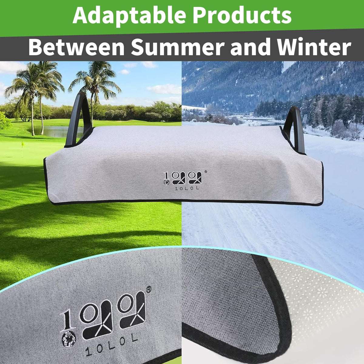 10L0L universal 50x30 inch seat blanket complements most two-person carts.