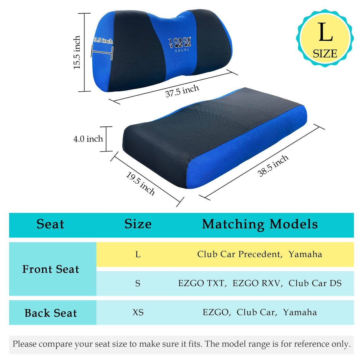 10L0L seat bottom cover sized for front bench, 39.76 x 19.68 x 3.94 inches