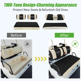 10L0L golf cart seat cover front for Yamaha G16; easy installation with snug, wrinkle-free fit.