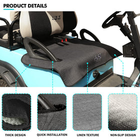 10L0L linen-texture design seat cover complements dark gray golf carts.