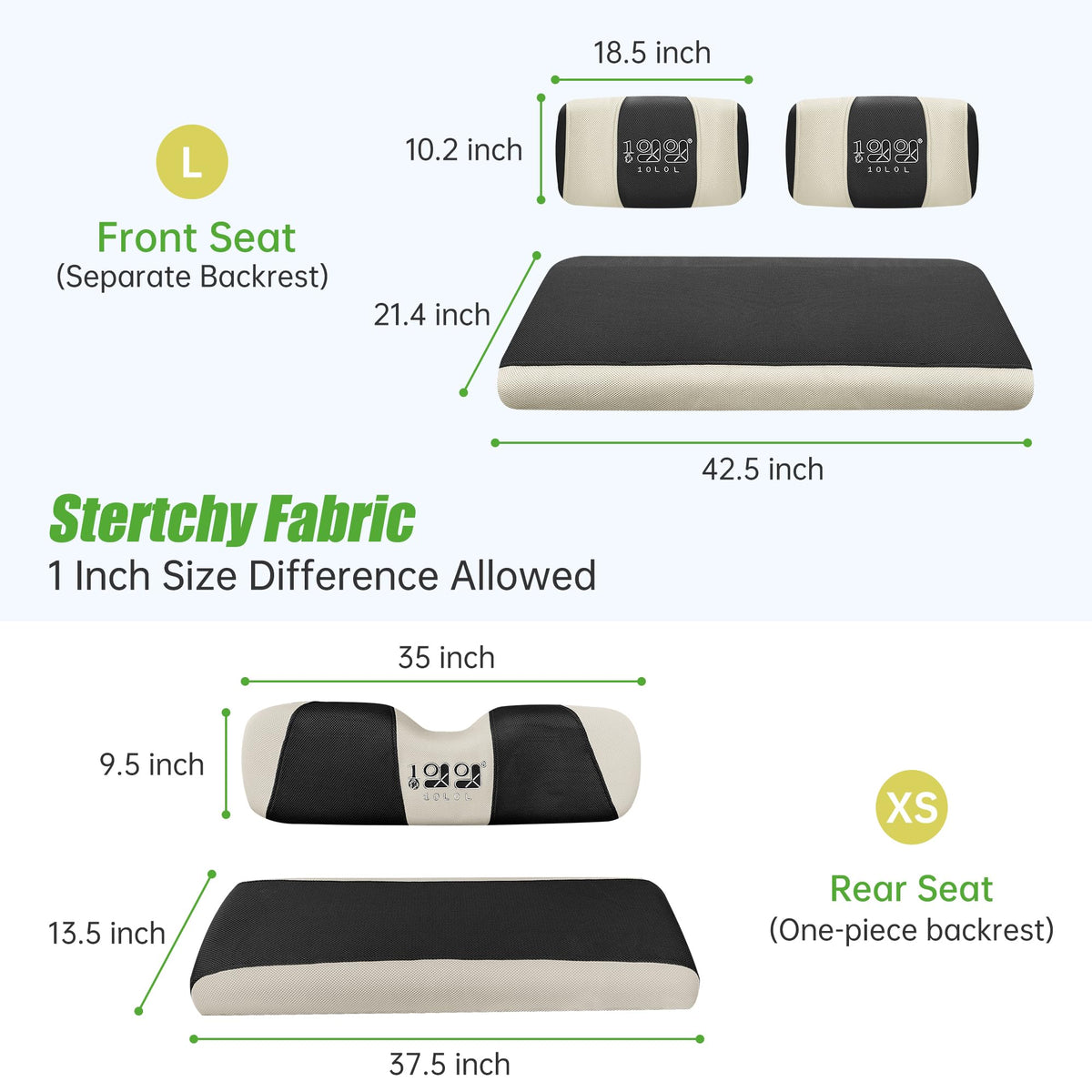 10L0L golf cart seat cover rear for Yamaha G14; easy cleanup after rides.