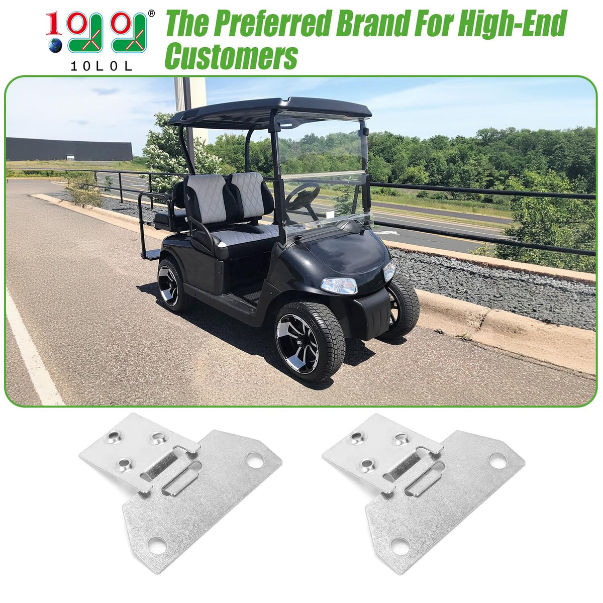 10L0L seat hinge female buckle shown for EZGO RXV installation