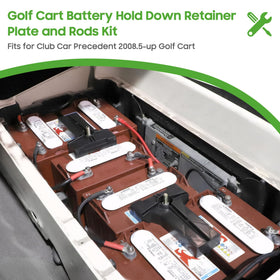 Use scenario shows securing the battery during everyday golf cart operation.