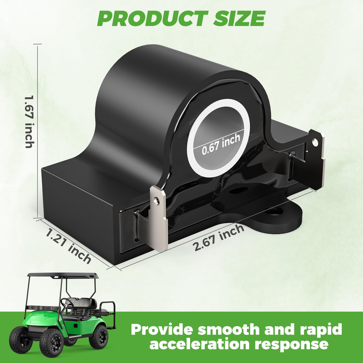 Close-up of durable 10L0L sensor housing for EZGO carts.