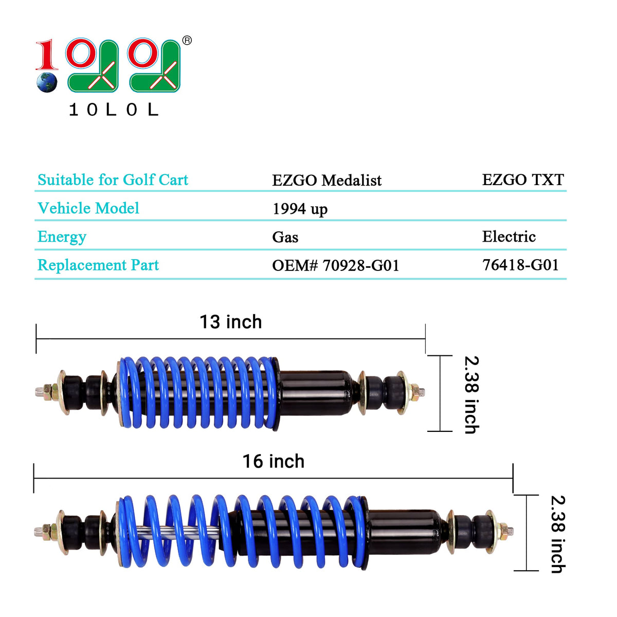 10l0L shocks include bushings for easier replacement.