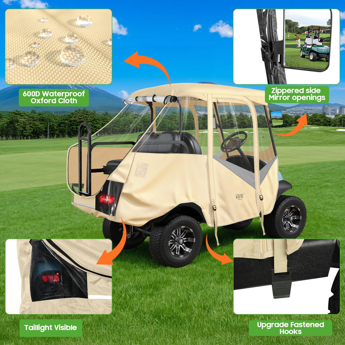 Short roof compatibility for Club Car Precedent 57.5 x 43.5 inches