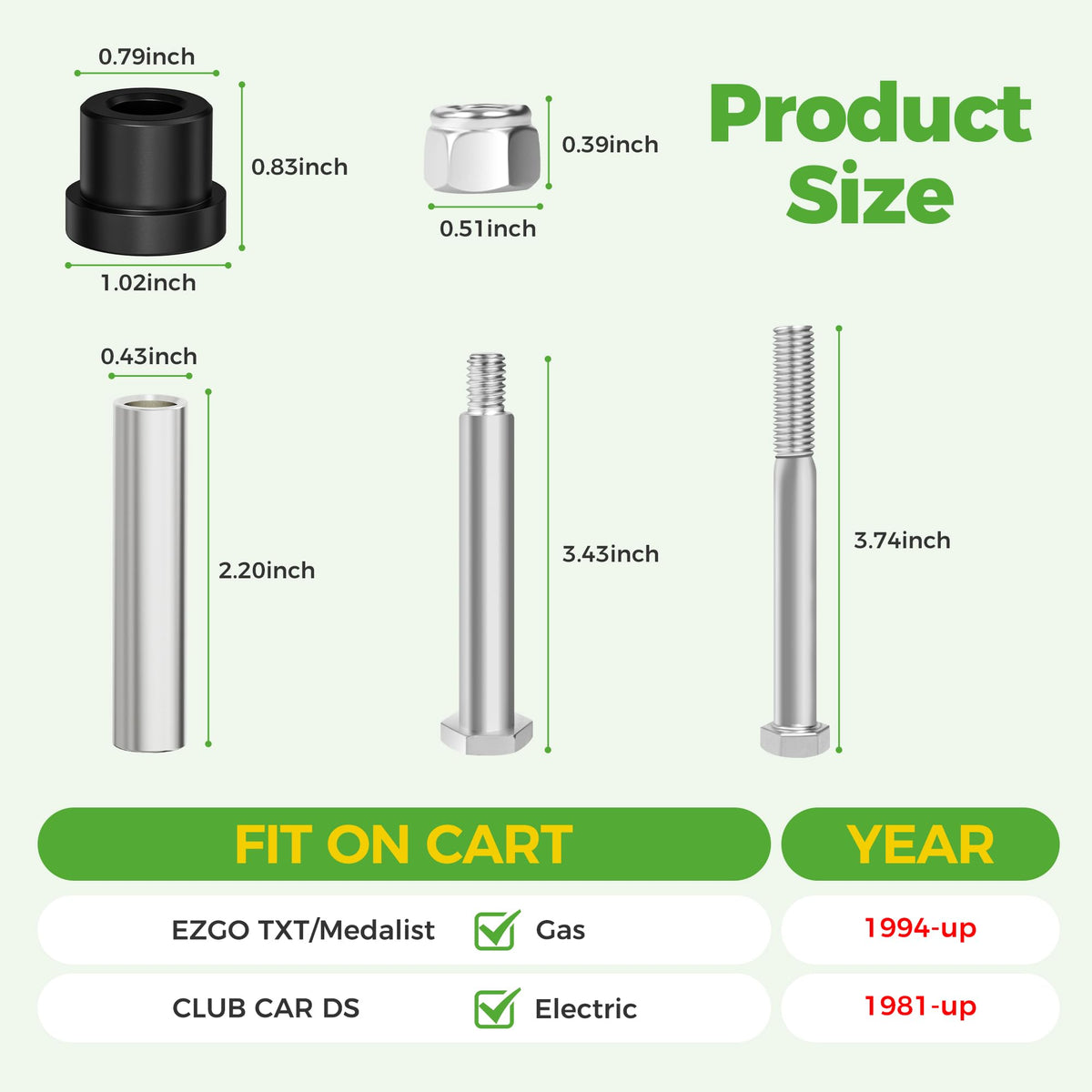 10L0L Shoulder bolts and nuts included.