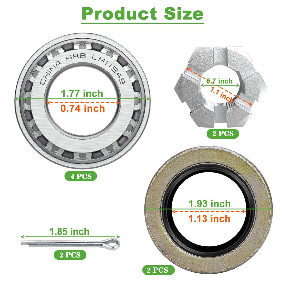 Slotted nuts for hub assembly from the 10L0L kit