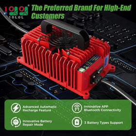 10L0L EZGO TXT charger app interface showing Bluetooth alerts