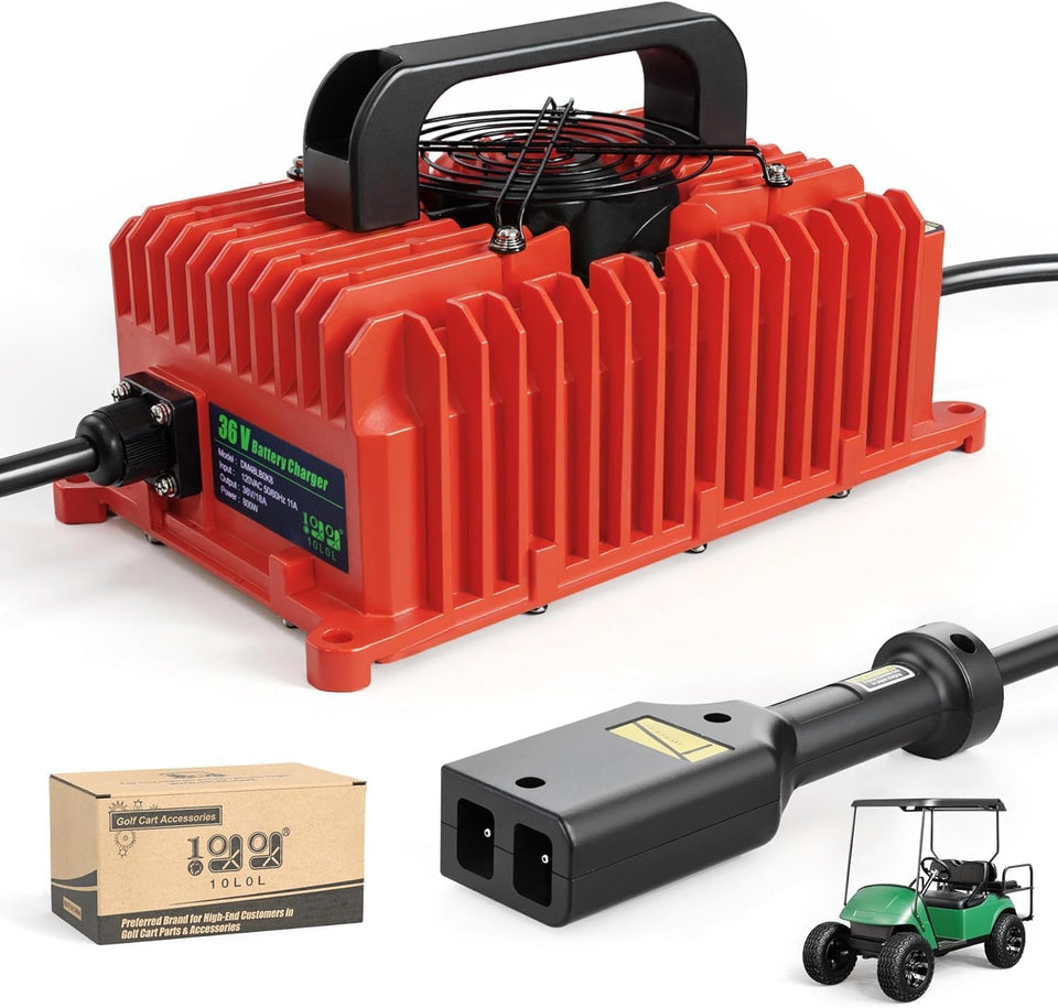 10L0L EZGO TXT charger front view with 36V 18A capability