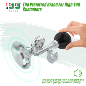 10L0L snail air horn close-up in stainless steel shows weatherproof durability.