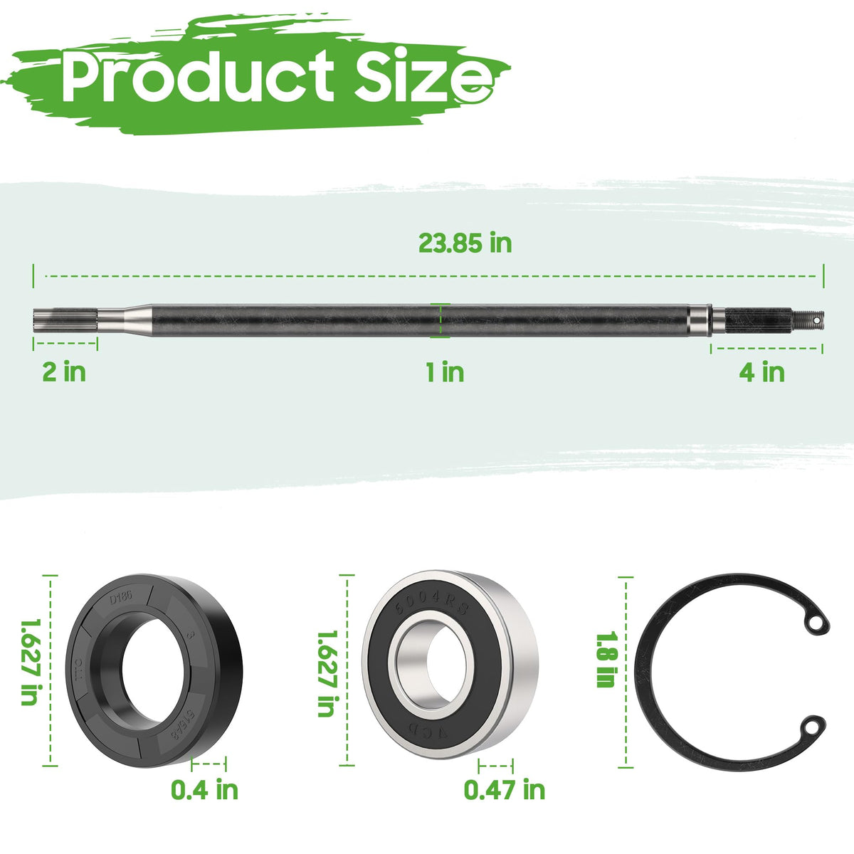 Snap rings, castle nut, and cotter pin pack for secure assembly by 10L0L