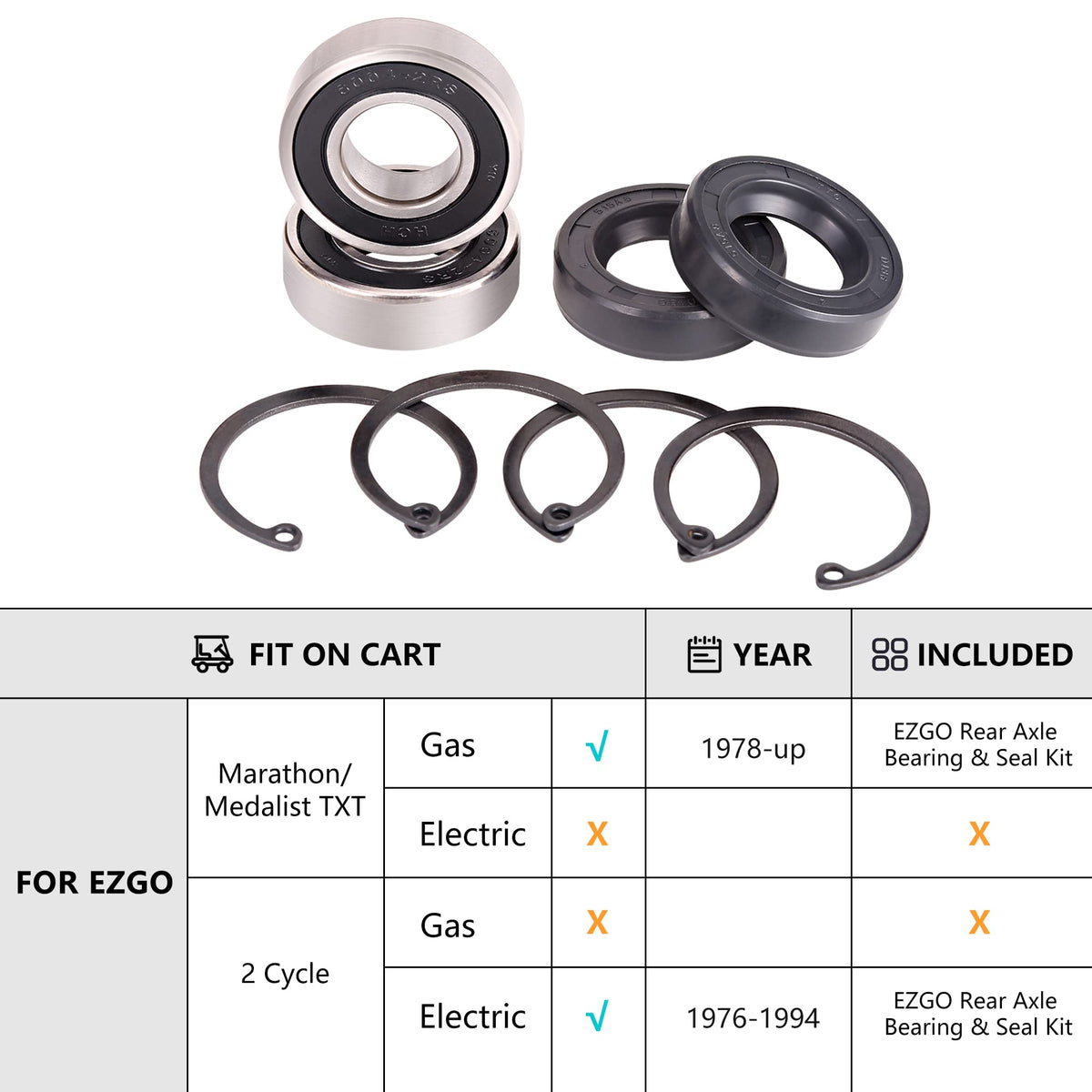 10L0L snap rings for EZGO rear axle installation