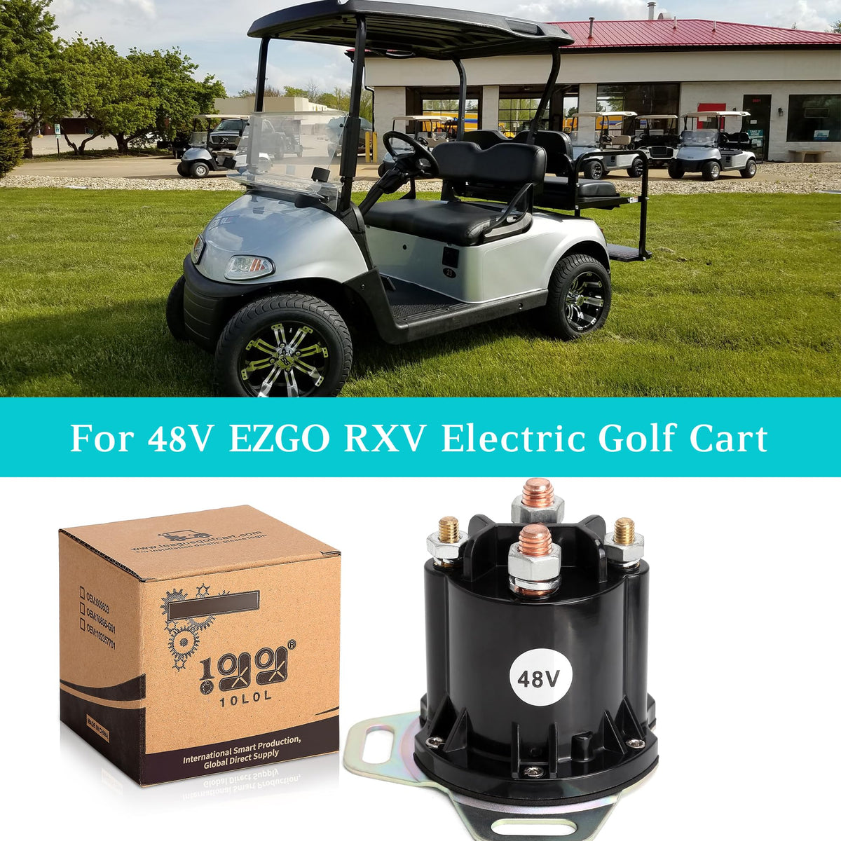 Mounting holes on 10L0L EZGO RXV solenoid for secure fit
