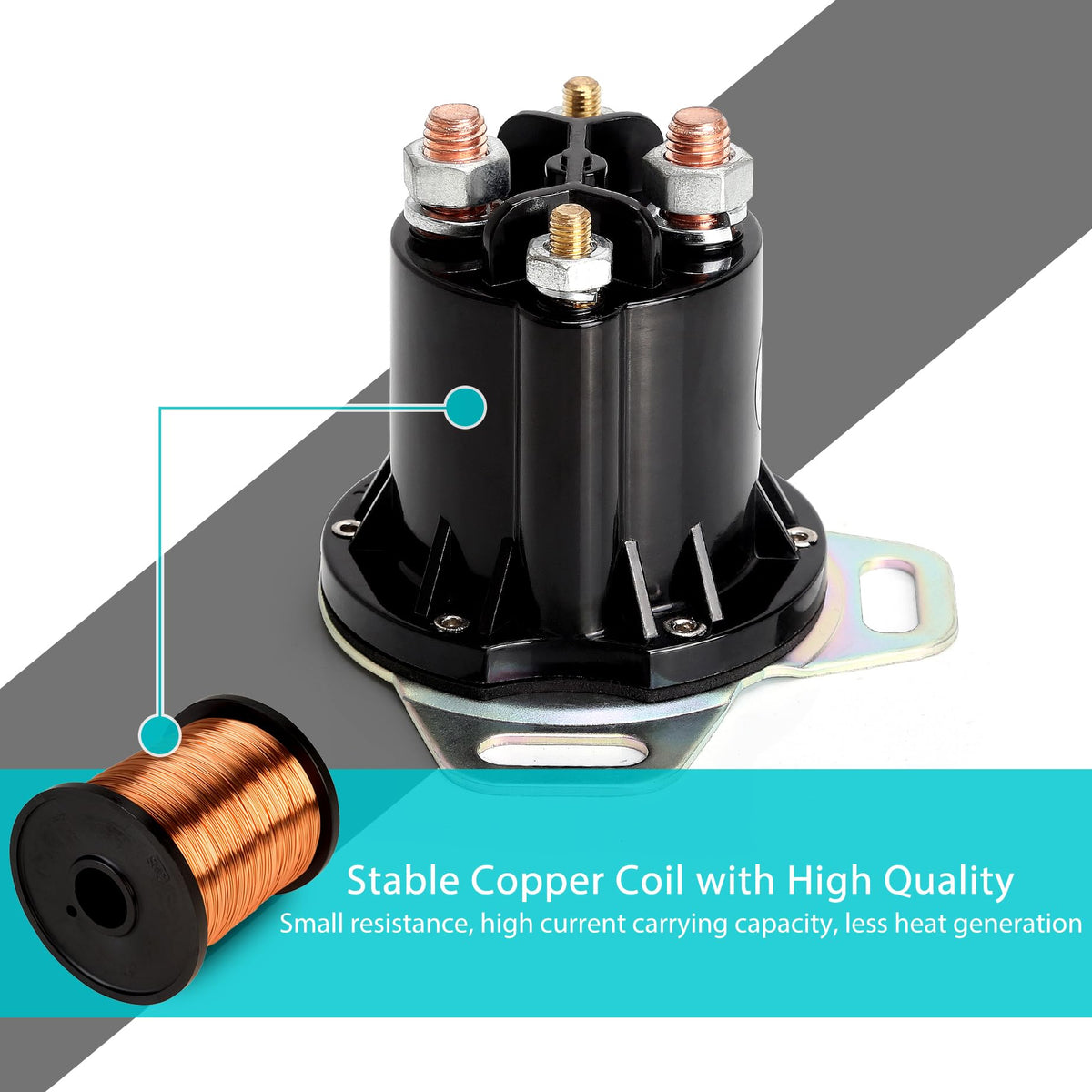 Side view of 10L0L EZGO RXV 48V 150A solenoid