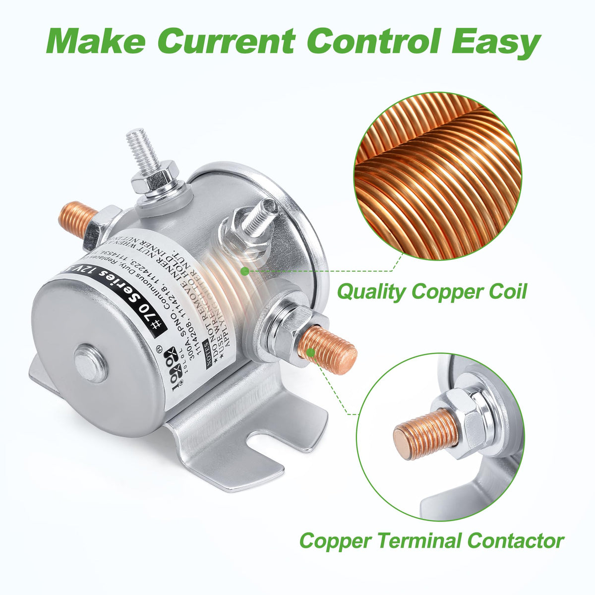 Closeup of copper contacts in 10L0L relay; premium conductivity for dependable operation