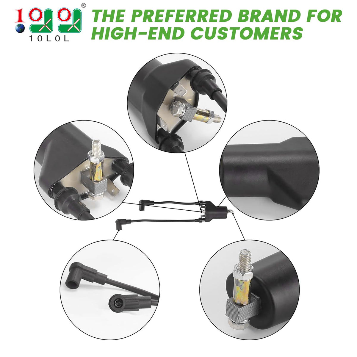 10L0L spark plugs pair for EZGO, improved spark consistency and engine response