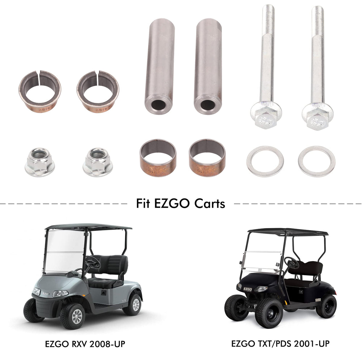 10L0L spindle king-pin tubes, durable replacement parts for EZGO carts
