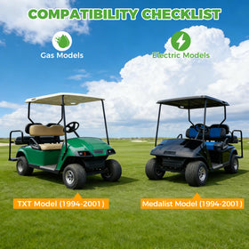 Gas and electric EZGO compatibility shown by 10L0L kit for model range.