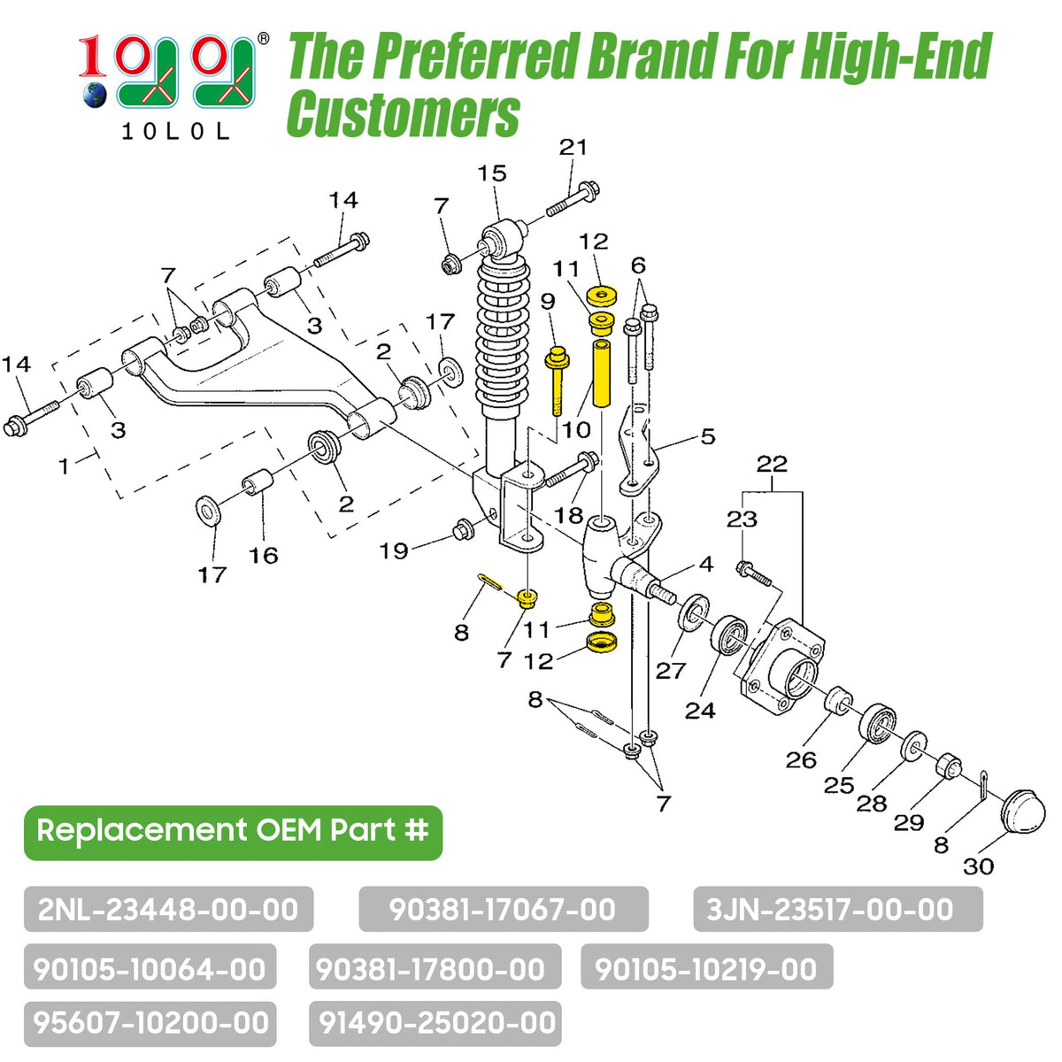 10L0L spindle tube component kit laid out for installation alignment.