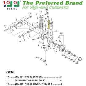 10L0L spindle tube spacers fit snugly to reduce slop and wear for Yamaha G22-G29.